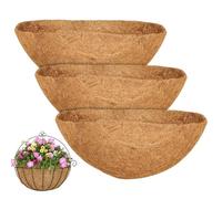 Forro para macetero de Fibra de Coco - 3 Forros de Fibra de Coco | Almohadilla de Coco semicircular, Forros Ideales para macetas de Interior y Exterior, jardineras y cestas Colgantes de jardín