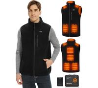 Forro Polar Chaleco Calefactable Hombre con 16000mAh 7.4V Batería, Eléctrico Chaleco Calefactable Hombre, Chaleco de Calefacción de Lana Cálida para Caza, Esquí y Motociclismo al Aire Libre-XL