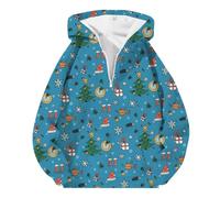 Forro polar Cremallera Capucha de Manga Larga con Estampado de Navidad Otoño e Invierno para Hombre, Bolsillo con Cremallera 4/1, Manga Larga, 2024 Suéter Pijama, Cielo Azul-1, XXL