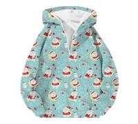 Forro polar Cremallera Capucha de Manga Larga con Estampado de Navidad Otoño e Invierno para Hombre, Bolsillo con Cremallera 4/1, Manga Larga, 2024 Suéter Pijama, Light Green-14, S