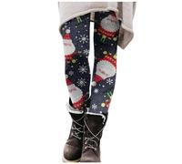 Forro polar de mujer Pantalones de botas estampados navideños cómodos pantalones de cintura vestidos de invierno tallas grandes, Blu-3, M