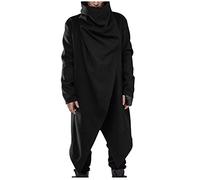 Forro Polar Hombre Tallas Grandes - Blusa de para Hombre, Capa de Tendencia para Cosplay, Cuello, Personalidad, Color sólido, Estilo, Capa con Botones (Black, L)