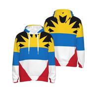 Forro Polar Hoodie Antigua y Barbuda Bandera Manga Larga Sudadera con Capucha Hombre Sudadera Pullover para Uso Diario Actividades De Ocio Al Aire Libre Picnic Variados Colores