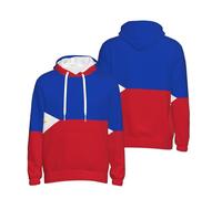 Forro Polar Hoodie Patriótico Filipinas Bandera Estilo Clásico Filipinas Pullover Hoodie Ideal para La Piel Impresión Divertida Hoodies Cordón Sudaderas con Capucha para Uso Diario