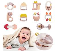 Forroby Sonajero Mordedor Bebe, 10 Piezas Juguetes Bebes Mordedores sin BPA, Sacudiendo la Campana Conjunto de Sonajero con Caja de Almacenamiento, Juguete de Actividad Sensorial para Bebe 0-9 Meses