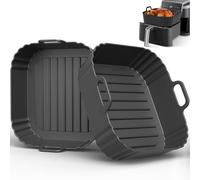Forros cuadrados de silicona para freidora de aire, paquete de 2, compatibles con Ninja AF141 181, forros de freidora de aire de 8.5 pulgadas para COSORI 5-6.5 cuartos de galón, cesta de silicona