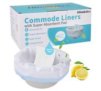 Forros de inodoro con almohadillas absorbentes, aroma a limón para silla de inodoro, cubo de grado médico, 60 unidades, ajuste universal, desechables para silla de inodoro de adultos, bolsas de