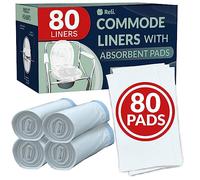 Forros de inodoro estándar con cordón con almohadillas absorbentes (80 bolsas, 80 almohadillas absorbentes)