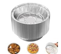 Forros de papel de aluminio para freidora de aire, bandejas redondas de aluminio, insertos a prueba de , forros gruesos de alimenticio para hornear, carne, verduras, microondas, horno
