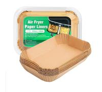 Forros de papel desechables para freidora de aire, 100 forros de papel pergamino, compatible con Ninja [AF300UK], [AF400UK], Salter y otras freidoras de aire de doble zona 7.6L-9.5L (220 mm x 140 mm)