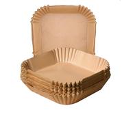 Forros de papel desechables para freidora de aire, 100 forros de papel pergamino, compatible con Ninja [AF300UK], [AF400UK], Salter y otras freidoras de aire de doble zona 7.6L-9.5L (200 mm x 205 mm)