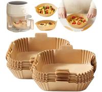 Forros de papel desechables para freidora de aire con diseño de doble mango, papel pergamino redondo/cuadrado, antiadherente y a prueba de grasa para horno, papel de pergamino para freidora de aire