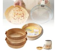 Forros de papel para freidora de aire, 110 unidades [forros de papel desechables redondos], forro desechable para freidora de aire para microondas, revestimiento de aceite de silicona antiadherente