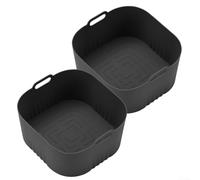 Forros de silicona para cestas de freidora de aire, paquete de 2 se adapta a HD9252 HD9200 HD9255 con bordes inferiores elevados para promover el drenaje de aceite y un mejor flujo de aire (negro)