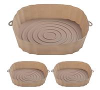 Forros de silicona para freidora de aire, 3 unidades, reutilizables, plegables, resistentes al calor, con asas y agujeros de gancho para freidoras de aire