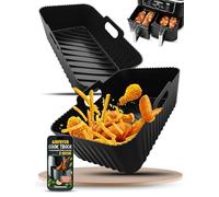 Forros de silicona para freidora de aire Ninja AF451UK/AF400UK/SL400UK 9.5L/Tower 9L/Keplin 9L/EMtronics para todas las freidoras de aire dobles de 8.5-9.5 L, 2 bandejas reutilizables para freidora de