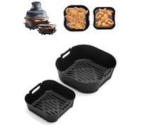 Forros de silicona para freidora de aire Ninja Crispi FN101GY, 2 bandejas reutilizables para freidora de aire Ninja Crispi 4 en 1, sistema de cocina portátil de vidrio, especialmente diseñado para
