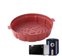Forros de silicona para freidora de aire, redondos, 27,5 x 24,5 x 6 cm, bandeja reutilizable de alimenticio, separación de , antiadherente, freidora de aire, horno microondas, tapete de