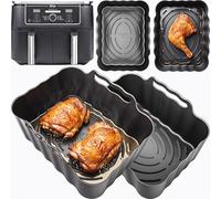 Forros de silicona premium Ninja AF400UK de 9.5 L | 2.5 mm de grosor, base convexa, antiadherente y apto para lavavajillas | 2 forros para freidora de aire Ninja Foodi Max de doble zona | Accesorios