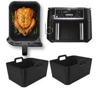 Forros de silicona premium Ninja de 9.5L AF400UK y DZ400UK | Bordes de 0.8 mm para flujo de aire, 2.5 mm de grosor, apto para lavavajillas | Especialmente diseñado para freidora de aire dual Ninja de