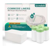 Forros de tocador para tocador de noche con almohadilla súper absorbente, paquete de 100 bolsas desechables, forros de tocador a prueba de fugas para adultos, bolsas de inodoro portátiles para silla