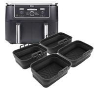 Forros para freidora de aire, paquete de 4, forros de silicona negra de alta calidad compatibles con Ninja AF400UK 9.5L y Tower T17088, accesorio de cocina reutilizable antiadherente fácil de limpiar