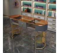 FORRTY Escritorio Uñas Mesa Manicura Estación Uñas Escritorio Técnico Con Almacenamiento Tapa De Cristal Cajones Múltiples Muebles Salón Mesa Arte for Salón Spa Hogar(Dark gray,120cm(47.2"))