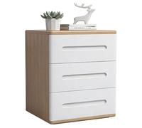 FORRTY Mesita de Noche de Madera Cajonera Cuenta con Tres cajones Gabinete de Noche Totalmente montado No Requiere Montaje Ideal para Salones y dormitorios(White+Wood Colour,45x41x54cm)