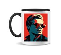 Forsca Brad Pitt Poster Taza de Cerámica Para Té y Café, 330ml, Mágica, Blanca, Rosa, Negra 330ml