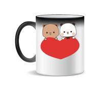 Forsca Bubu Dudu Love Heart Taza de Cerámica Para Té y Café, 330ml, Mágica, Blanca, Rosa, Negra 330ml