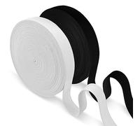Forsenuk Goma Elastica Costura, dos rollos en blanco y negro de 20 mm × 10m Elastico Cinta Elastica Tapiceria Cinta, Manualidades Costura Diy, Cuerda Plana Trenzada, Elástico para Ropa y Manualidades