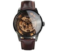 FORSINING Reloj automático para hombre con movimiento mecánico, esfera de esqueleto y correa de cuero, Marrón