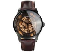 FORSINING Reloj automático para hombre con movimiento mecánico, esfera esqueleto y correa de cuero de doble cara Hollow Out