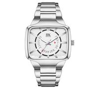 FORSINING Reloj de moda para hombre, esfera rectangular grande, 28 mm, correa de acero inoxidable, reloj de pulsera de lujo para hombre, impermeable, casual, de cuarzo, blanco, pulsera