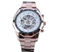 Forsining Reloj de Negocios para Hombres, Movimiento Mecánico, Pantalla Analógica, Reloj de Pulsera Hueco, Hipoalergénico y Duradero, Estilo de Moda, Adecuado para (Correa de oro