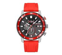 FORSINING Reloj de pulsera analógico para hombre, cuarzo, deportivo, cronógrafo, correa de silicona, resistente al agua, casual, reloj de hombre, moderno, pantalla de negocios, fecha luminosa, rojo,