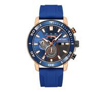 FORSINING Reloj de pulsera analógico para hombre, cuarzo, deportivo, cronógrafo, correa de silicona, resistente al agua, casual, reloj de hombre, moderno, pantalla de negocios, fecha luminosa, azul,