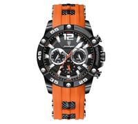 FORSINING Reloj de pulsera casual para hombre, cronógrafo, correa de silicona, reloj de cuarzo militar, impermeable, visualización analógica con fecha, naranja, Correa