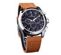 FORSINING Reloj de pulsera mecánico para hombre, automático, militar, correa de piel auténtica, impermeable, luminoso, casual, negocios, negro, Correa