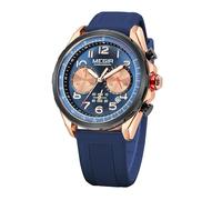 FORSINING Reloj de pulsera para hombre, cronógrafo, casual, deportivo, correa de silicona, analógico, militar, resistente al agua, visualización de fecha, azul, Correa