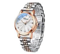 FORSINING Reloj mecánico automático para mujer, correa de acero inoxidable de oro rosa, esfera de esqueleto de lujo, reloj de pulsera elegante con diamantes, 88304, Moderno