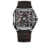 FORSINING Reloj mecánico automático para relojes MeMenns impermeables con esfera transparente de esqueleto de acero inoxidable con tallado, Negro -