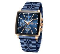 FORSINING Relojes para Hombre de Negocios, de Cuarzo, analógicos, Deportivos, Resistentes al Agua, Reloj de Pulsera para Hombre, cronógrafo multifunción, de Acero Inoxidable Azul (Blue)