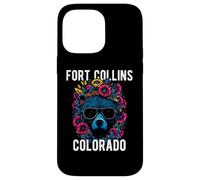 Fort Collins Colorado USA - Oso Divertido con diseño de Flores Carcasa para iPhone 14 Pro MAX