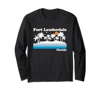 Fort Lauderdale Florida Vintage 80s Tropical Vacaciones Atardecer Manga Larga