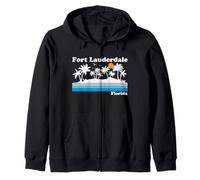 Fort Lauderdale Florida Vintage 80s Tropical Vacaciones Atardecer Sudadera con Capucha