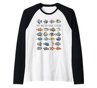 Fort Walton Beach Florida Colorido diseño de Peces Camiseta Manga Raglan