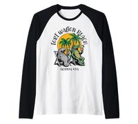 Fort Walton Beach Florida USA Divertido diseño de cocodrilo de manatí Camiseta Manga Raglan
