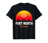 Fort Worth Texas State USA Vintage Retro Sunset City Skyline Camiseta