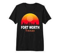 Fort Worth Texas State USA Vintage Retro Sunset City Skyline Camiseta Premium